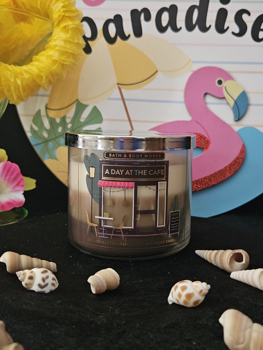 NWT Bath & Body Works A Day at the Cafe 3-Wick Candle — Brown & Cream